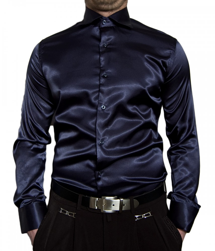 black shiny shirt men